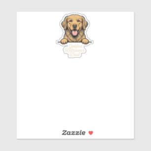 Sticker Papa Golden Retriever Gravure Vintage