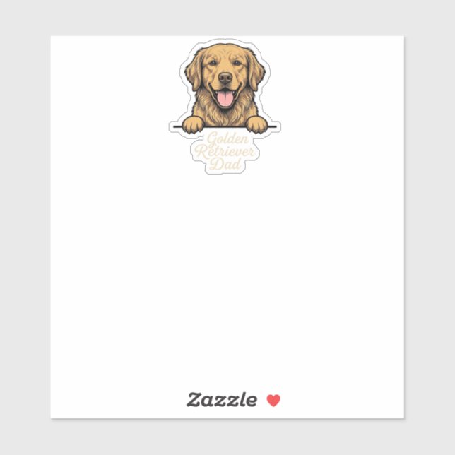 Sticker Papa Golden Retriever Gravure Vintage (Feuille)