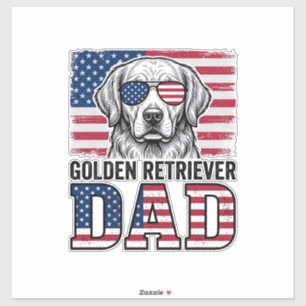 Sticker Papa Golden Retriever Patriotique Vintage Chemise