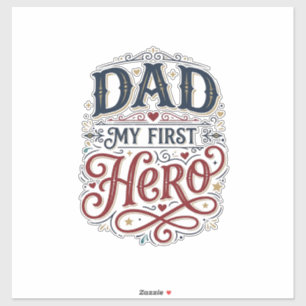 Sticker Papa Mon Premier Héros Chemise Vintage Typographie