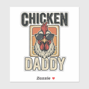 Sticker Papa Poule Chemise Drôle de Coq Vintage Vector_1