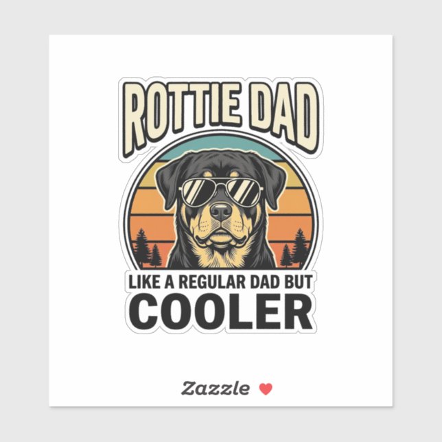Sticker Papa Rottie comme un papa normal mais design plus  (Feuille)