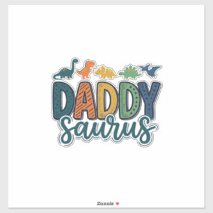 Sticker Papa Saurus Mignon Papa Dinosaure Conception Vecto