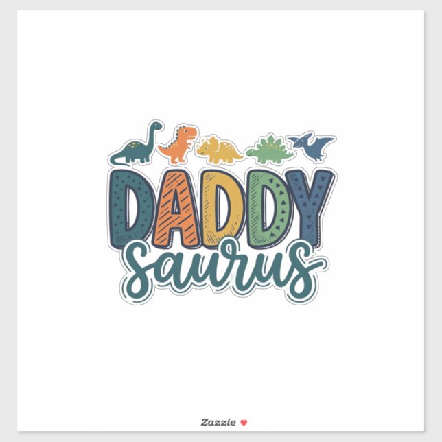 Sticker Papa Saurus Mignon Papa Dinosaure Conception Vecto (Feuille)