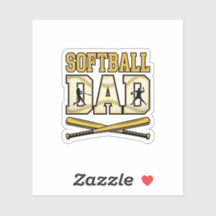 Sticker Papa Softball Gravure Vintage Batte Graphique_1