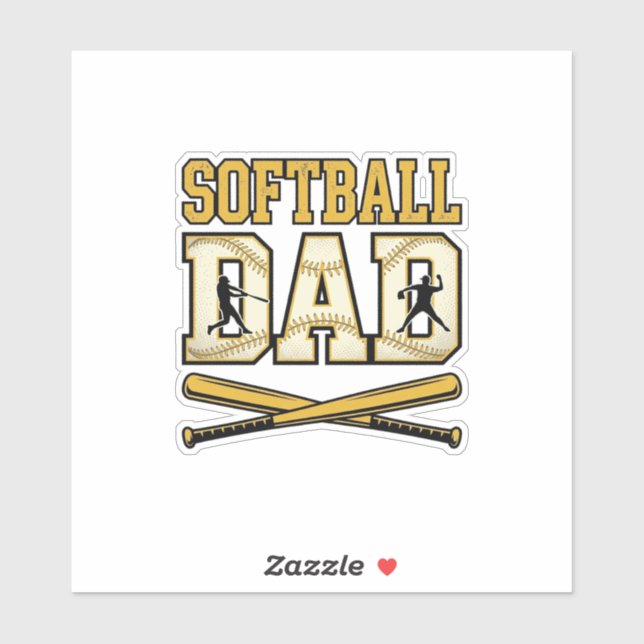 Sticker Papa Softball Gravure Vintage Batteur Graphique_1 (Feuille)