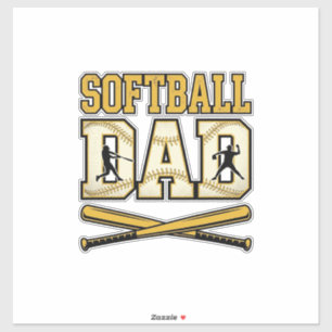 Sticker Papa Softball Gravure Vintage Batteur Graphique_1