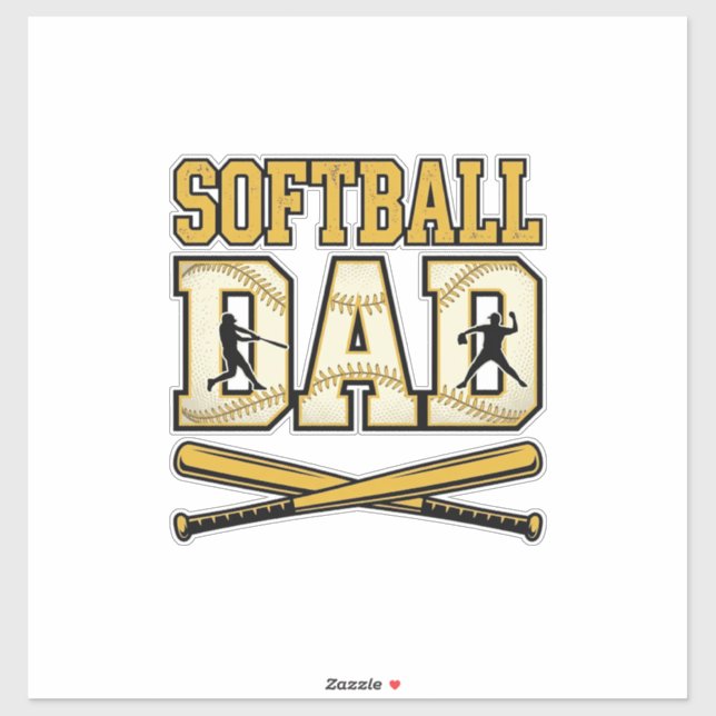 Sticker Papa Softball Gravure Vintage Batteur Graphique_1 (Feuille)