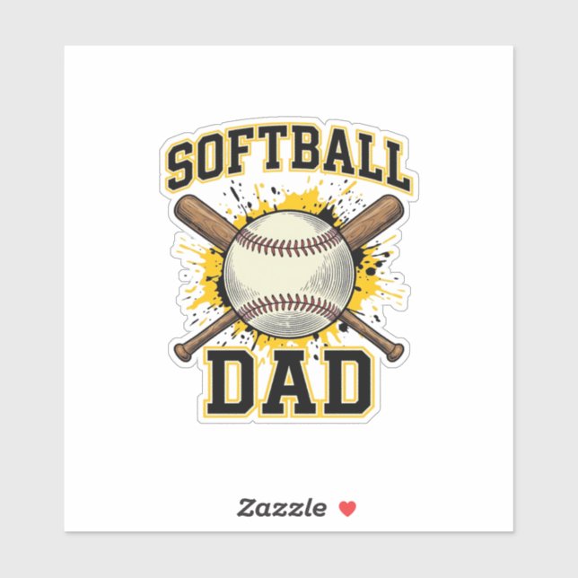 Sticker Papa Softball Vintage Varsity Dessin Bats Croisés_ (Feuille)