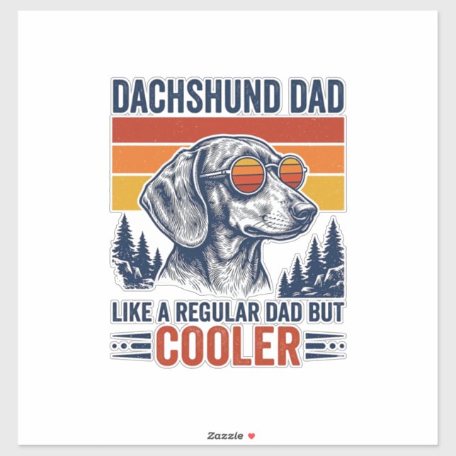 Sticker Papa teckel comme un papa normal mais t-shirt plus (Feuille)