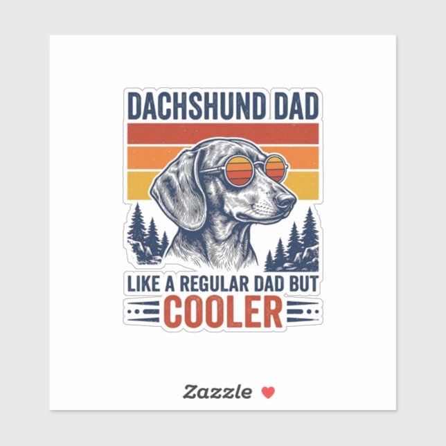 Sticker Papa teckel comme un papa normal mais t-shirt plus (Feuille)