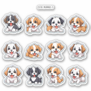 Sticker Papeterie autocollante pour album de chiots mignon