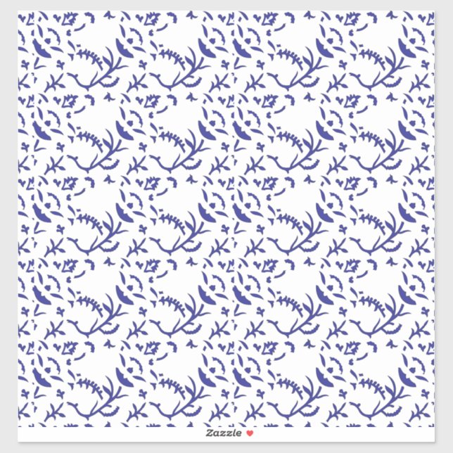 Sticker Papier d'emballage bleu et blanc avec un graphique (Feuille)