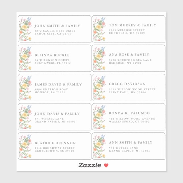 Sticker Papier Orné De Pastel Doux Adresse De Nom D'invité (Feuille)