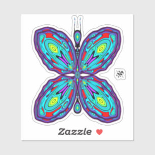 Sticker papillon Alien (motif coloré) v1
