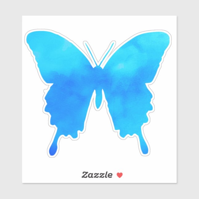 Sticker Papillon aquarelle - Nuances de bleu ciel (Feuille)