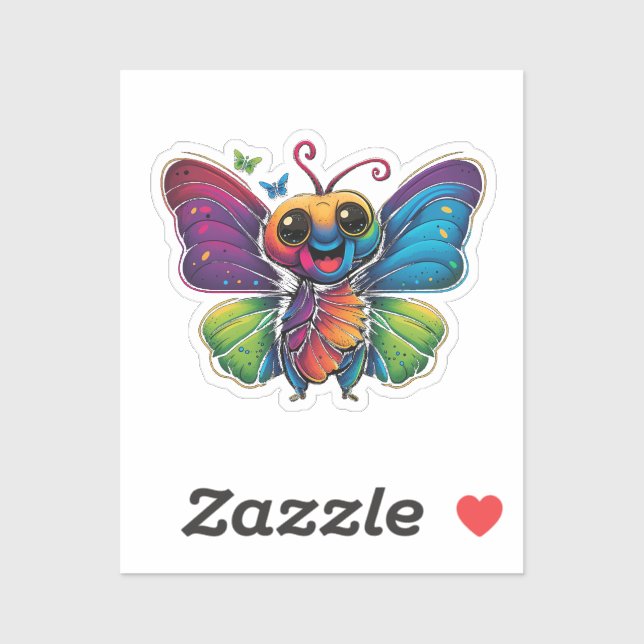 Sticker Papillon arc-en-ciel (Feuille)