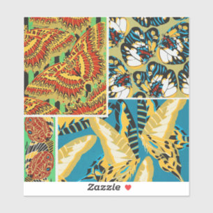 Sticker Papillon Art Déco Jaune et Turquoise Vibrants