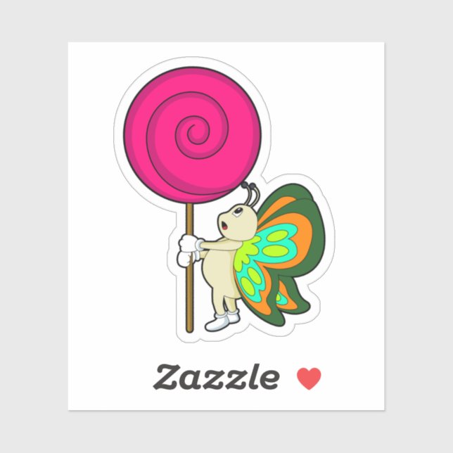Sticker Papillon avec Lollipop (Feuille)