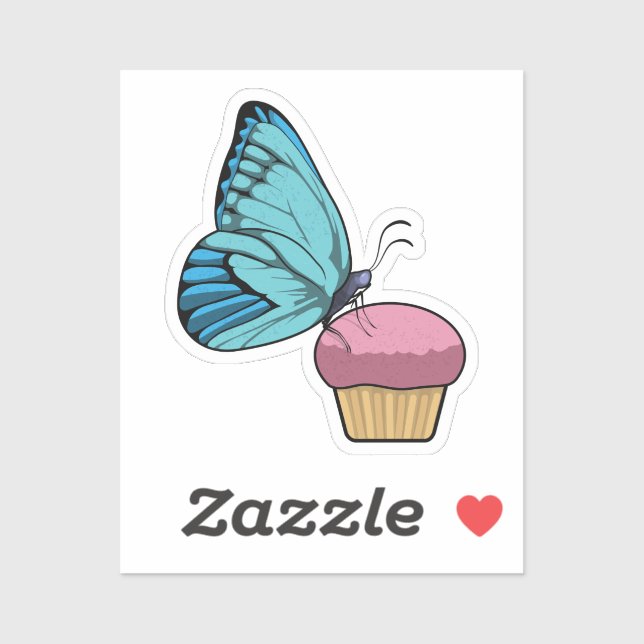 Sticker Papillon avec muffin (Feuille)