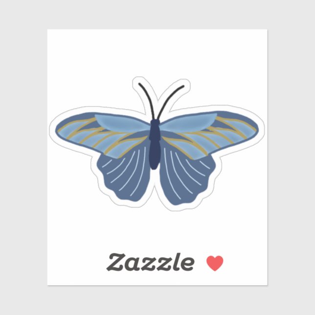 Sticker Papillon bleu et or (Feuille)