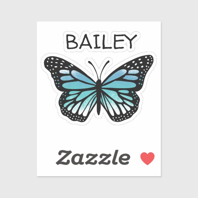 Sticker Papillon bleu et turquoise Personnalisé (Feuille)
