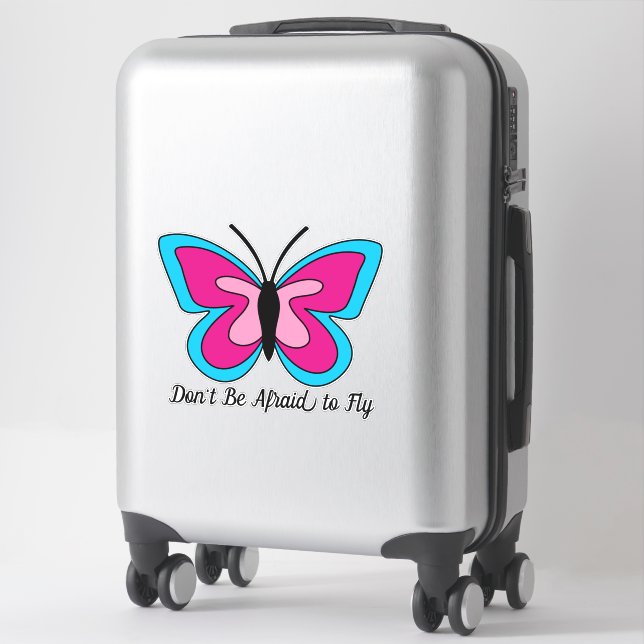 Sticker Papillon bleu magenta rose | Ajouter du texte (Sur valise)