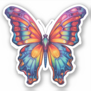Sticker Papillon Bleu Orange ailes