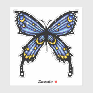 Sticker Papillon bleu pipelé