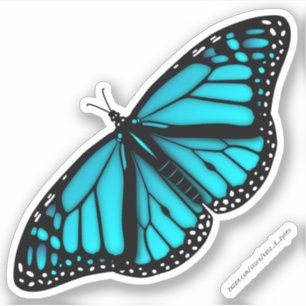 Sticker papillon bleu turquoise turquoise