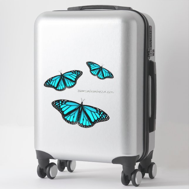 Sticker papillon bleu turquoise turquoise (Sur valise)