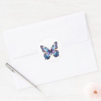 Sticker papillon bleu vibrant