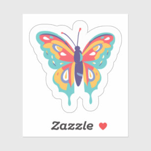 Sticker Papillon Coloré Joliment Peint
