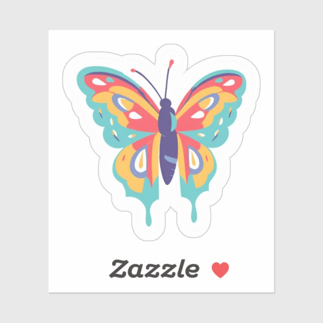 Sticker Papillon Coloré | Joliment Peint  (Feuille)
