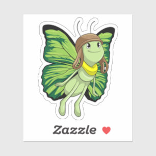 Sticker Papillon comme pilote avec casquette pilote