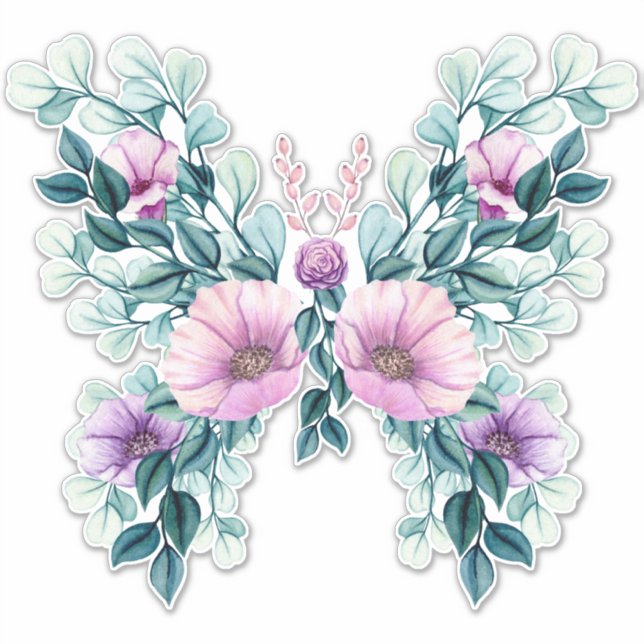 Sticker Papillon de conception florale rustique (Devant)