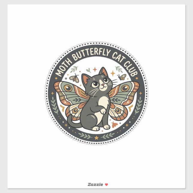 Sticker Papillon de nuit Chat POD Art Vectoriel - Papillon (Feuille)