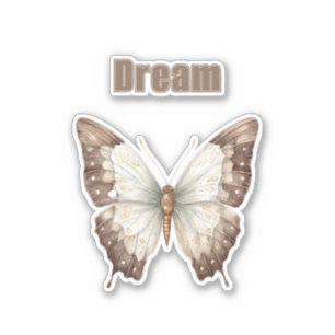Sticker Papillon de rêve brun blanc