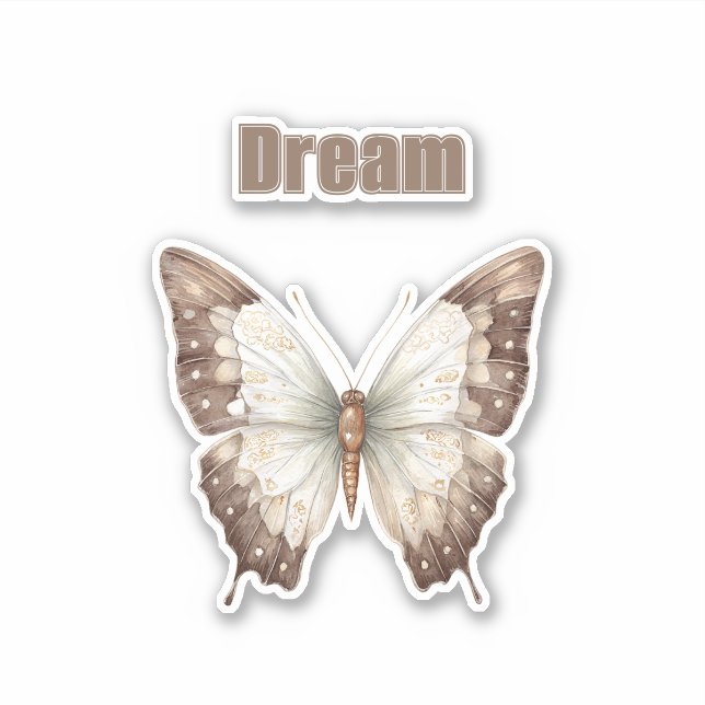Sticker Papillon de rêve brun blanc (Devant)