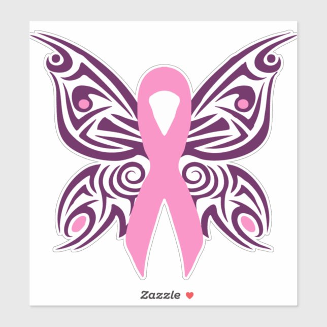 Sticker Papillon de sensibilisation au cancer du sein (Feuille)