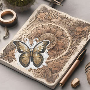 Sticker Papillon d'or en vol
