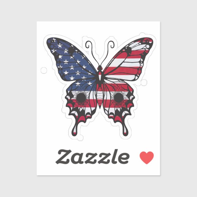 Sticker Papillon du drapeau américain patriotique (Feuille)