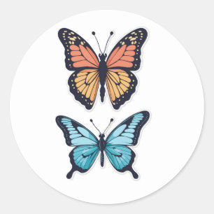Sticker Papillon Duo - Monarque et Bleu