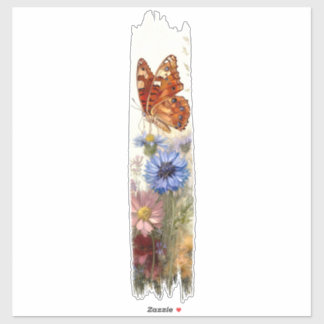 Sticker Papillon entre Fleur sauvage brosse à peinture