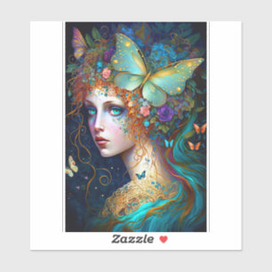 Sticker Papillon Fairy Elf Lady Imaginaire Art