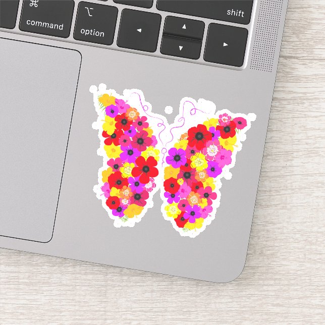 Sticker Papillon floral coloré (Détail)