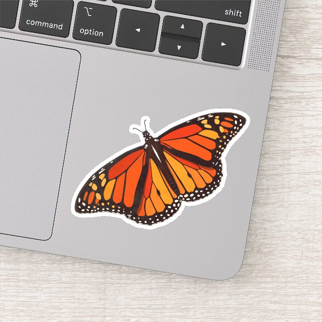 Sticker Papillon Monarque coloré avec ailes ouvertes (Détail)