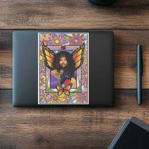 Sticker Papillon monarque Fée Purple Floral