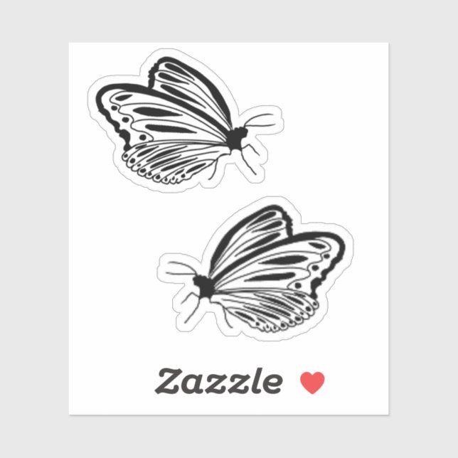 Sticker Papillon noir blanc (Feuille)