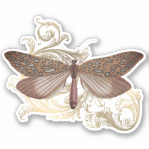 Sticker Papillon rose défraîchi